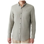 Avva Mens 100% Cotton, Regular Fit, Long Sleeve, Button Collar, Pocket Waffle, Dobby Shirt, 2X-Large, Grey