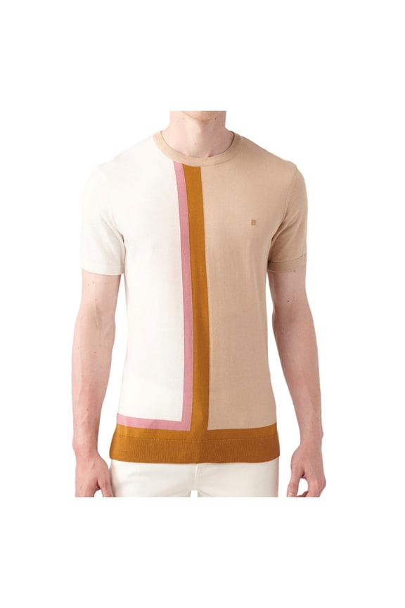 Men's Sweater-Knitwear Regular Fit Crew Neck Short Sleeve T-Shirt, Men's, Beige