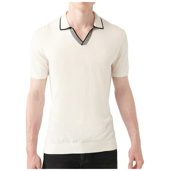 Avva Men's Regular Fit, Short Sleeve, Polo Neck, Sweater-Knitwear Plain T-Shirt, 2X-Large, White