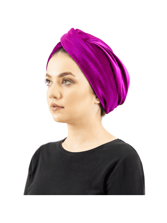Fuchsia Reversible Full Head Hair Scarf Wrap, Cord Velvet Turban, Headcover Head Wrap for Women, Self-tie hijab , Best Gift for Mom, Chemo Gift Idea, Mothers Day Gifts