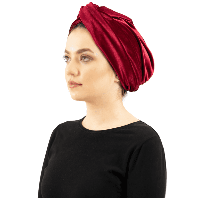 Avvexa Red Reversible Full Head Hair Scarf Wrap, Cord Velvet