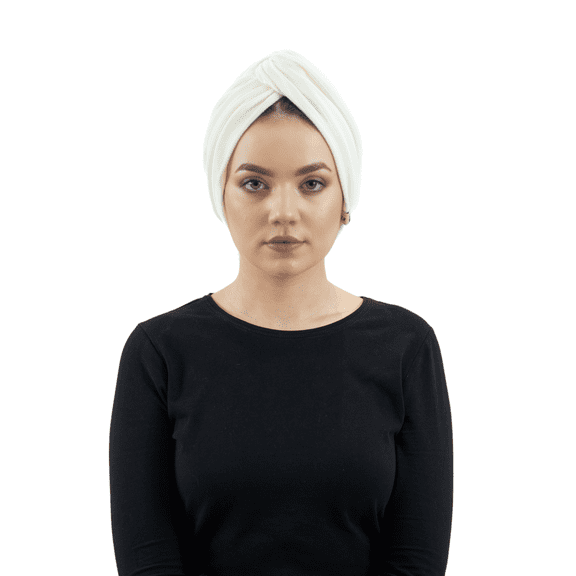 Avvexa White Reversible Full Head Hair Scarf Wrap, Cord Velvet Turban, Headcover Head Wrap for Women, Self-tie hijab , Best Gift for Mom, Chemo Gift Idea, Mothers Day Gifts