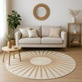 thumbnail image 1 of Avyay Rugs Natural Beige Round Jute Rug – Handwoven Natural Fiber Accent Rug with Radiating Sunbeam Pattern, Boho Coastal Style for Living Room, Bedroom, or Entryway Décor (Natural Beige, 3' Round), 1 of 5