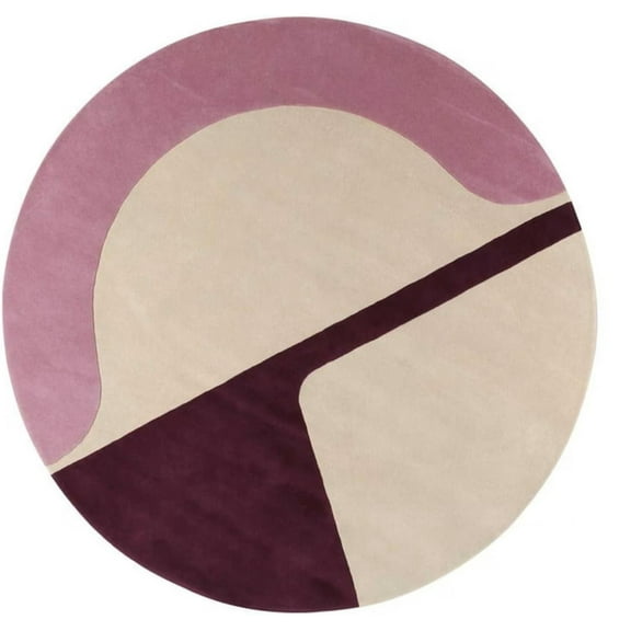 Avyay Rugs Purple Hand-Tufted Round Wool Area Rug – Unique Modern Circular Design, 100% Natural Wool, Perfect for Contemporary Home Décor, Living Room, Bedroom (Purple, 3' Round)