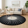 thumbnail image 1 of AVYAY RUGS Traditional Tufted Black Sun Area Rug, 5' Round, 100% NZ Wool, 1 of 4