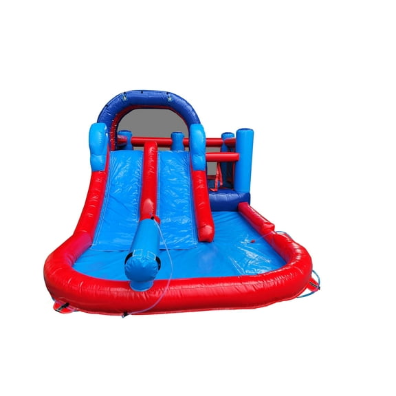 Avyna Splash Zone Racer Pro - Commercial Grade Multicolored Kids Inflatable Bounce House - Water Park - Water Slide - Safe Outdoor Fun - Ages 3-9 - Blower Included - Full Warranty