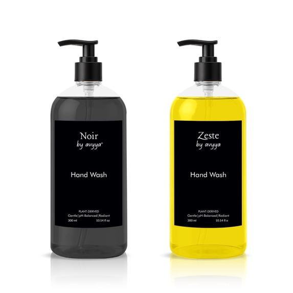 Avyya Advanced Hand Wash 10.14 fl oz | Plant-Derived and pH Balanced | 10x Germ Protection with Hydration | Gentle, Moisturizing and Detoxifying Hand Wash (2, Noir + Zeste)