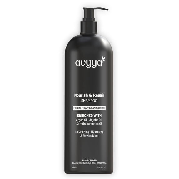 Avyya Nourish and Repair Shampoo for Smooth and Silky Hair, Enriched with Argan and Jojoba Oils for Frizz Control, Shine, and Scalp Health | For All Hair Types, Men and Women 33.8 Fl Oz
