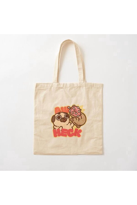 Aw Heck Puglie Canvas Tote Bags, Reusable Shopping Bag