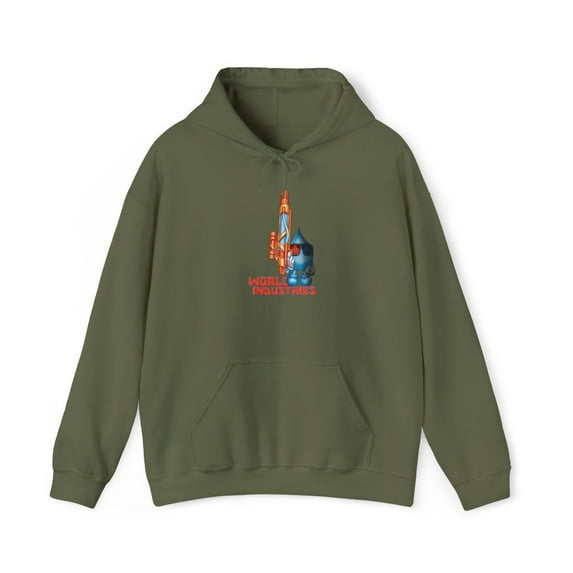 Aw-Nuld Wet Willy World Industries 2000s Skateboard Vintage Classic Hoodie Print - S / Military Green