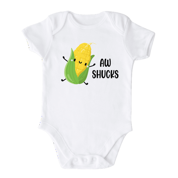Aw Shucks Corn Cute Baby Onesie® Brand Bodysuit Shirt Premium Custom Clothes Unisex Baby Gift for Mom Newborn 12m White