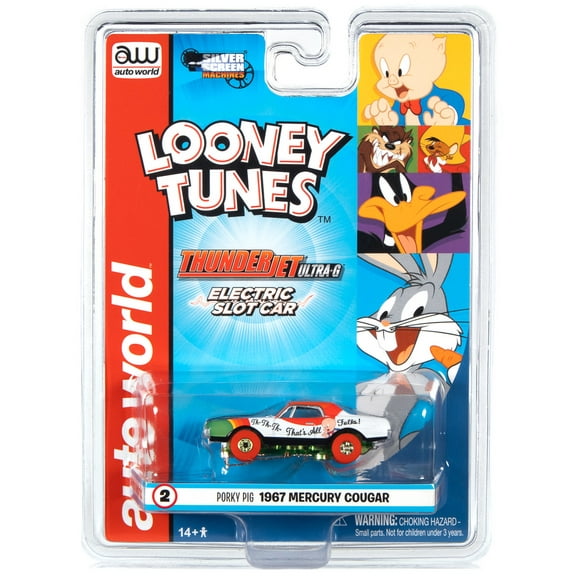 Aw Thunderjet Sc363 R33 Silver Screen Slot Car Porky Pig 1967 Mercury Cougar