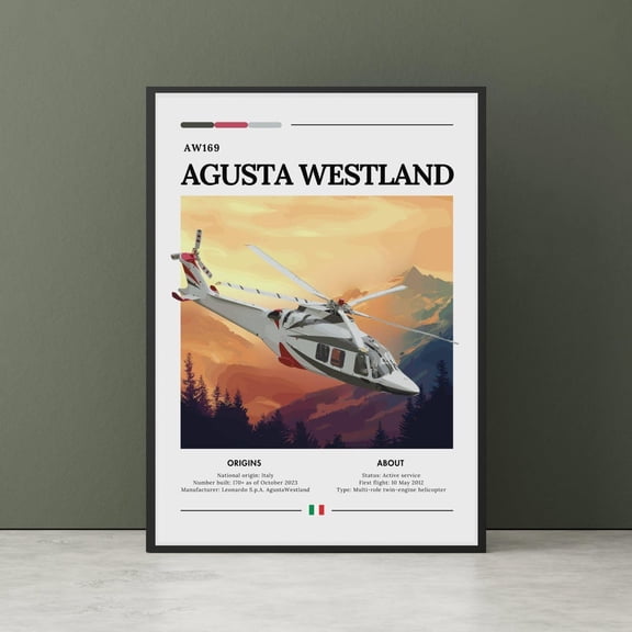 Aw169 Italian Helicopter Multi Role Twin Engine Helicopter Military Aircraft Wall Decor Unframed Paper Print