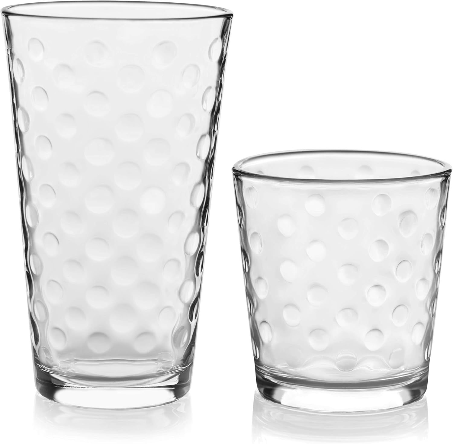 Awa Clear Polka Dot 16-Piece Glass Tumbler and Rocks Set