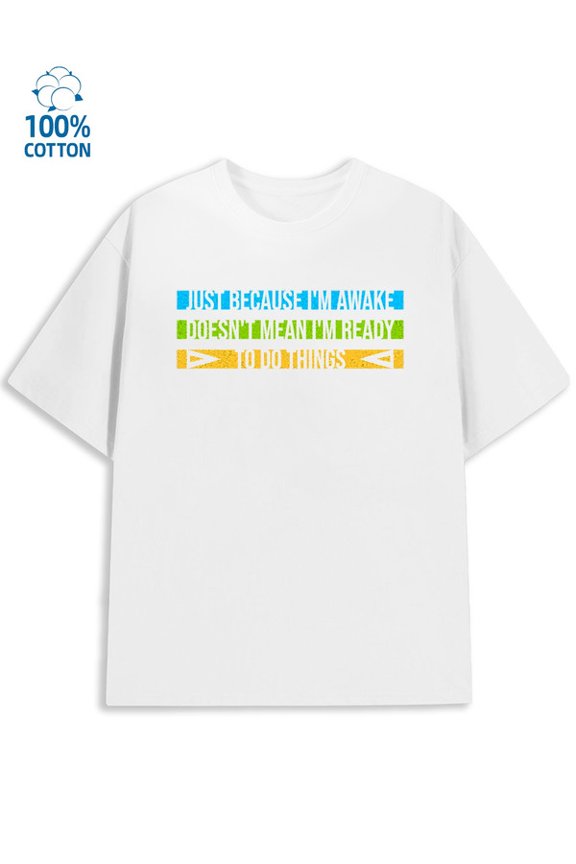 Awake & Ready Tee mens funny humor 180G 100% Cotton white wife husband Original Unisex Shirt Graphic tshirts Fashion Unisex Shirt Graphic tshirts Classic Unisex Shirt Cotton tshirts