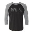 thumbnail image 1 of Awake-ish Unisex 3/4 Sleeve Baseball Raglan Tee, 1 of 3
