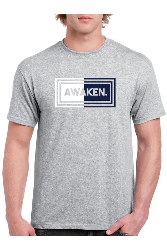 Awaken Slogan In A Rectangle  T-Shirt Men -GoatDeals Designs, Male Small