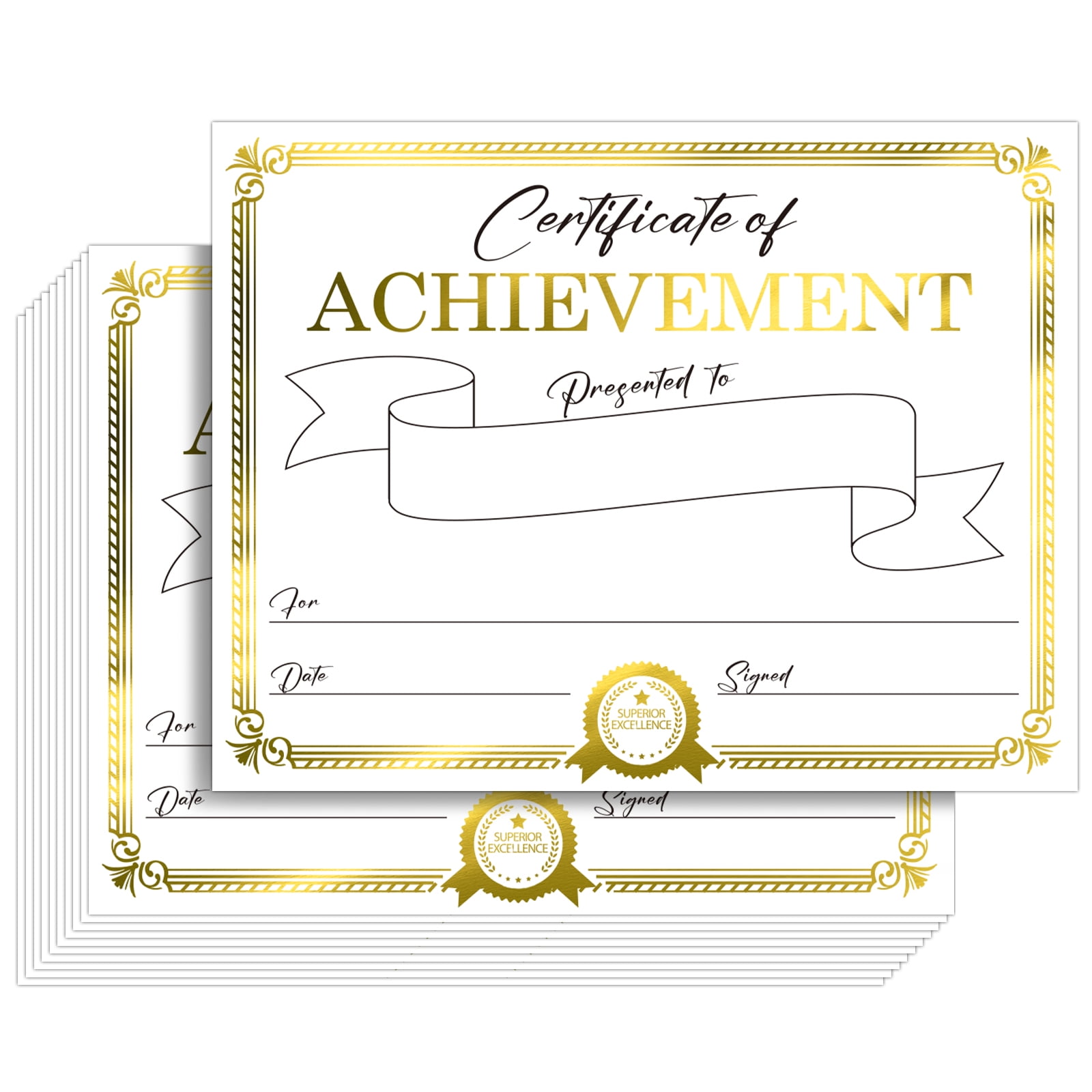 Award Certificate Paper, Gold Foil Blank Certificate of Achievement Paper Sheet for Students, School. Laser and Inkjet Printer Friendly, 8.5 x 11 inches,30 Counts