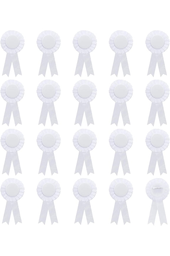 Award Ribbon Shape Tinplate Badge Pins Blank Button Pin Brooch for Party Accessory White 160x75x9mm Pin: 0.6mm