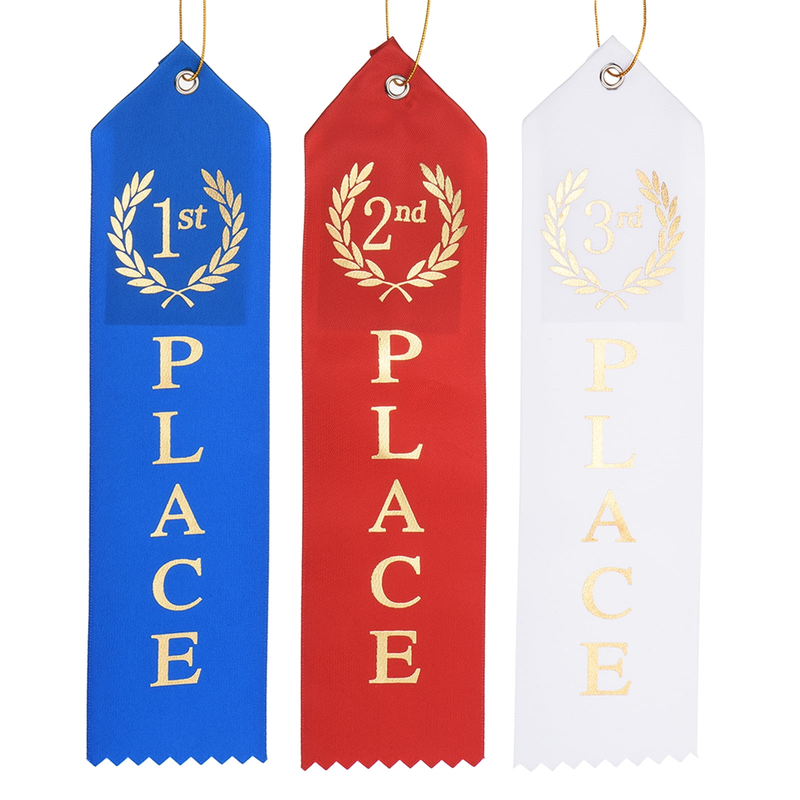 Award Ribbons,1st 2nd 3rd Place Prize Medal Ribbon with Event Card & Rope, Blue/Red/White 102 Pcs