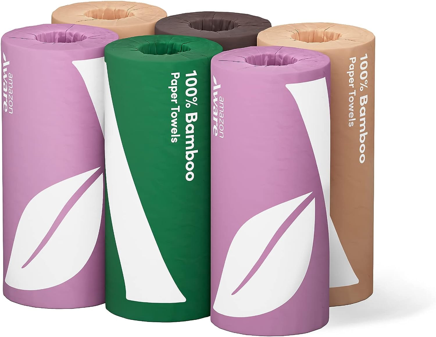 Bamboo Paper Towels, 6 Rolls, 2 ply, FSC Certified, 150 Sheets, 900 Count, Plastic-Free, Multicolor