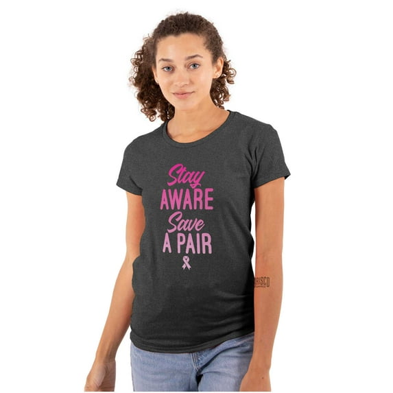 Aware Save A Pair Breast Cancer BCA Womens Fitted Plus Size Graphic Tee Brisco Brands 2X