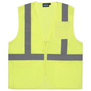 ERB Aware Wear S363P ANSI Class 2 Economy Mesh Safety Vest Zipper Closure L Lime