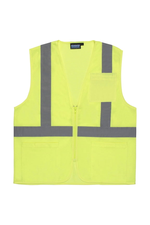 ERB Aware Wear S363P ANSI Class 2 Economy Mesh Safety Vest Zipper Closure L Lime