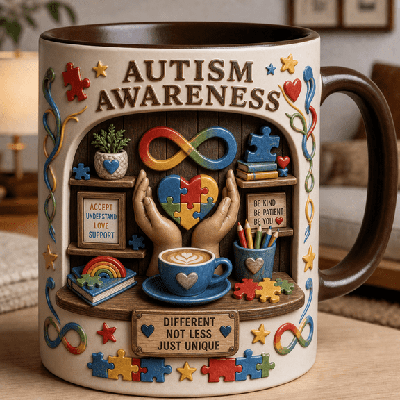 Awareness Coffee Mug, Autism Support Gift for Coffee Lovers and Daily Coffee Breaks