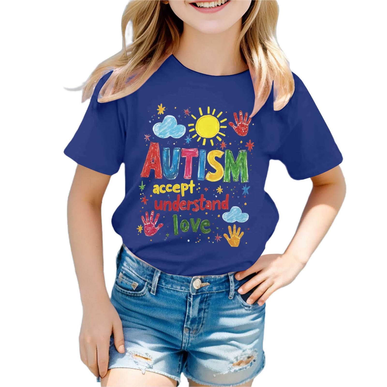 Awareness Day Short Sleeve T Shirt For Kids Girls Youth Ribbed Blend ...