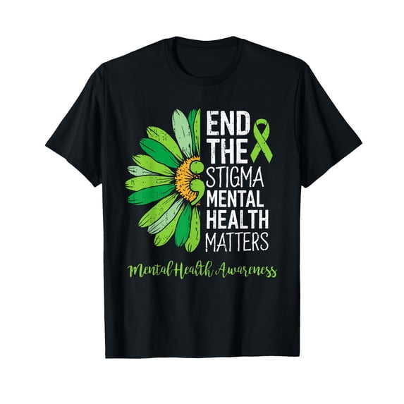 Awareness Green Flower Ribbon T-Shirt for Ending Mental Health Stigma