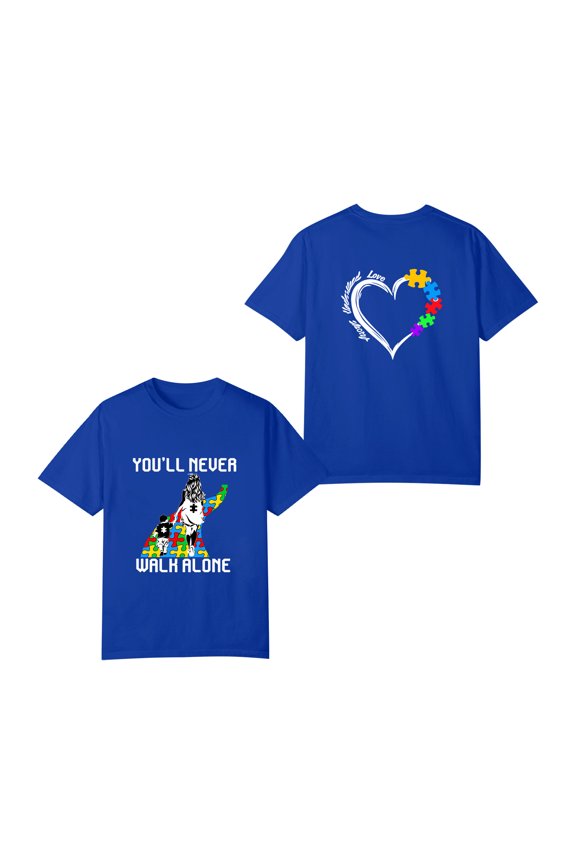 Awareness Mother Son Autistic Kids Boys Autism Mom Double Sided Different Design T-Shirt, OdeJous Blue T-Shirt 2XL