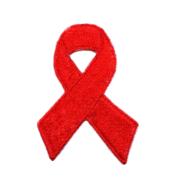 Awareness Ribbon Acquired Immunodeficiency Syndrome (AIDS) Embroidered Sew/Iron On Patch 2.5" x 1.8"