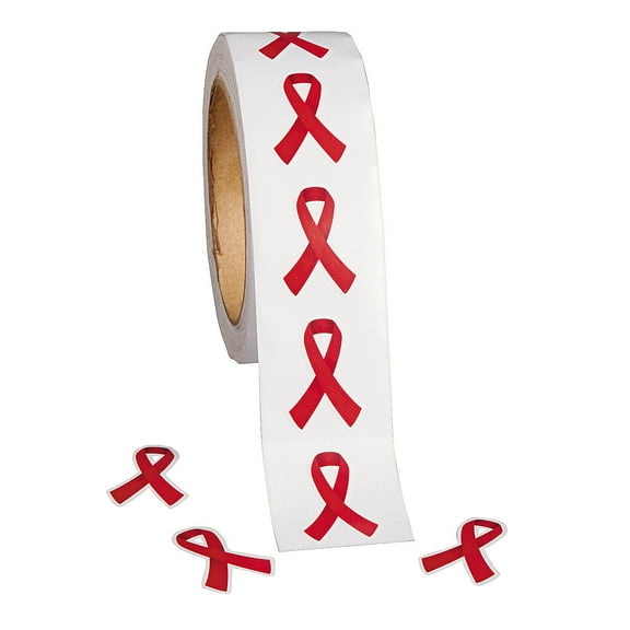 Awareness Ribbon Roll Stickrs Red 500Pc - Stationery - 1 Piece