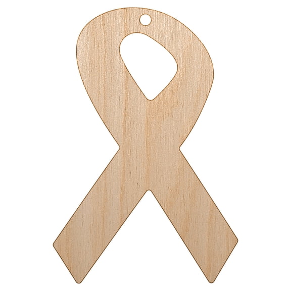 Awareness Ribbon Solid Wood Holiday Christmas Tree Ornament Unfinished DIY Pre-Drilled Craft