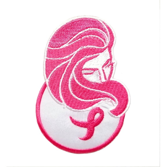 Awareness Ribbon The Face of Breast Cancer Embroidered Sew/Iron On Patch 2.5" x 1.6"