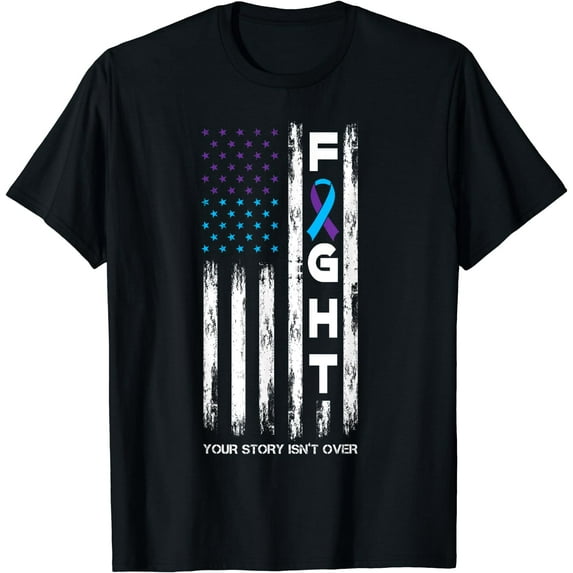 Awareness Suicide Prevention Ribbon Fight Distressed Quote T-Shirt