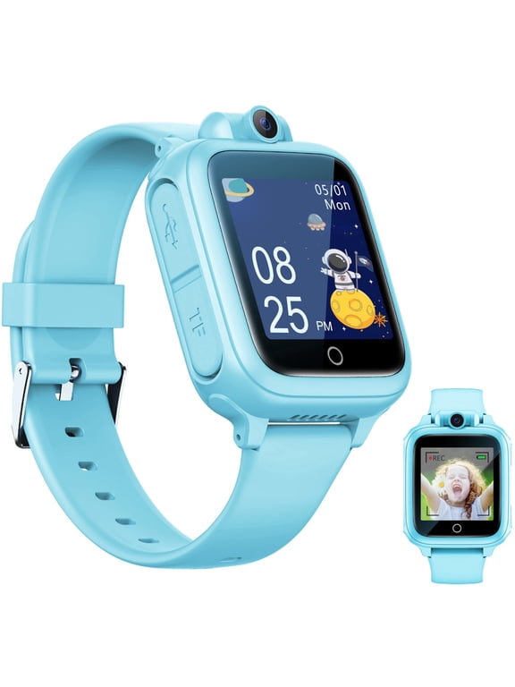 Kids Smart Watch with 90° Rotatable Camera, 14 Educational Games, Music Player, No App Required, Ages 5-12, Blue