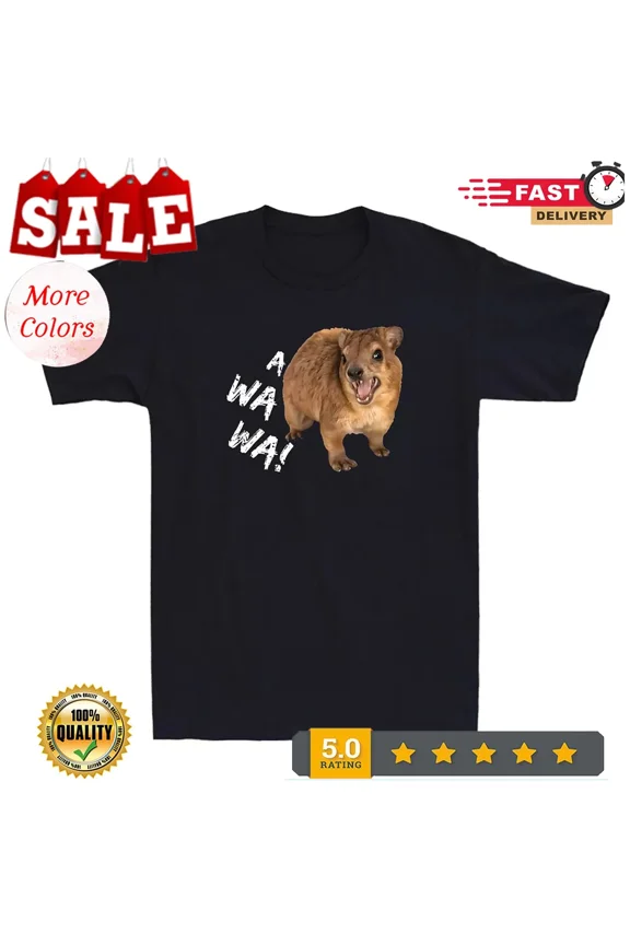 Awawa! Funny Angry Screaming Hyrax Animal Meme Retro Men's Short Sleeve T-Shirt