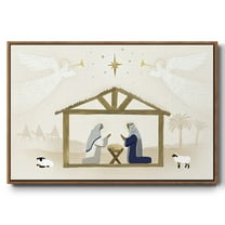 Away in a Manger Collection A - Framed Gallery Wrapped Holiday Canvas - 17 x 25 - Rosewood Frame