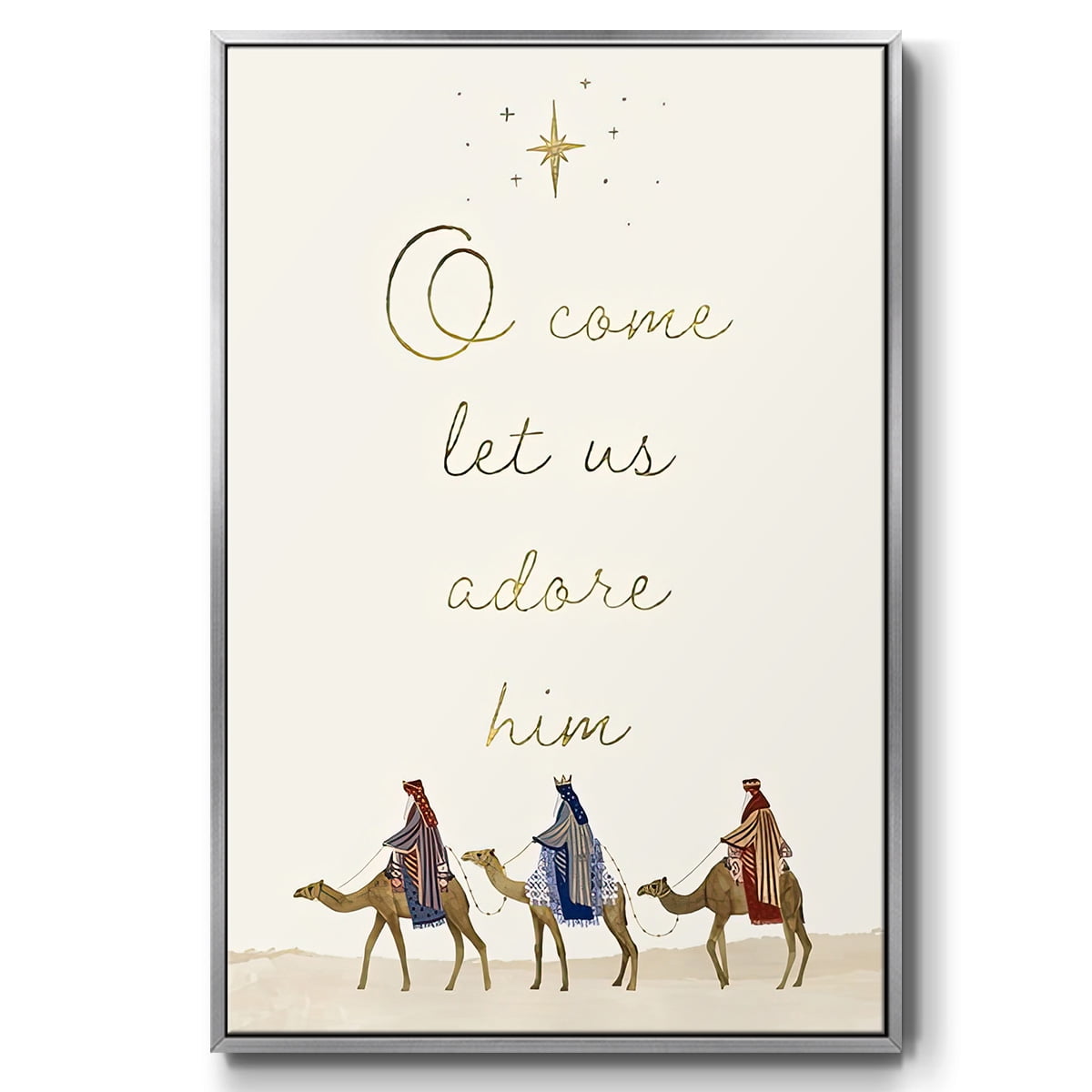 Away in a Manger Collection B - Framed Gallery Wrapped Holiday Canvas - 25 x 37 - Silver Frame