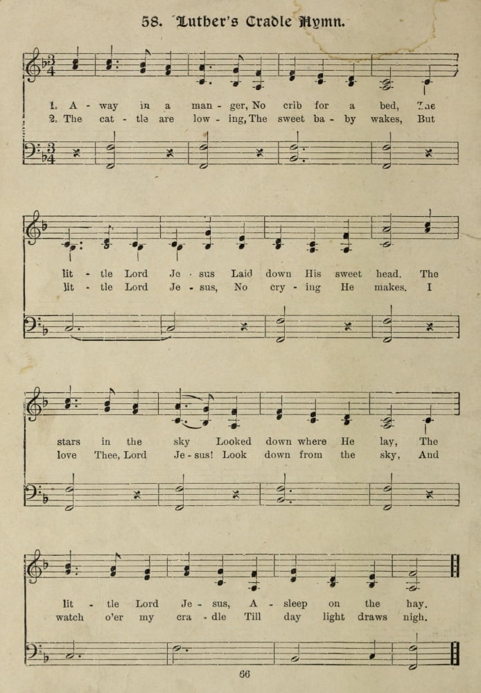 Away in a Manger Spilman (1812-1896) & Luther (1483-1546) Gems of Christmas Song 1910 Canvas Art - (24 x 36)