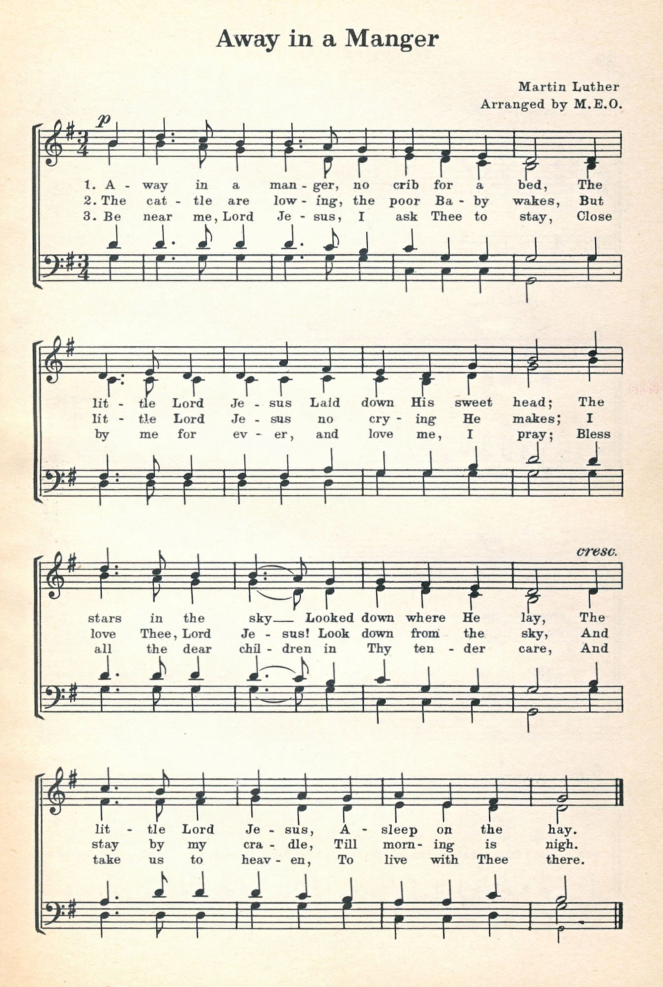 Away in a Manger Spilman (1812-1896) & Luther (1483-1546) No???ls Christmas Carols 1932 Canvas Art - (18 x 24)