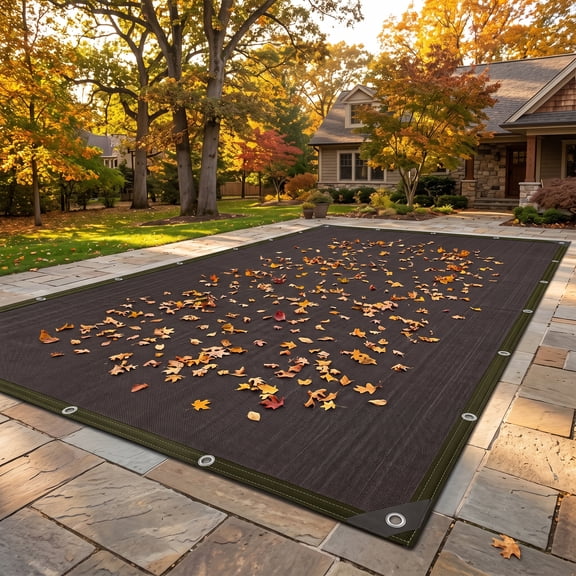 AwayHome 20' x 40' Black Mesh Leaf Net Pool Cover for Inground & Above Ground Pools, Rectangular Sun Shade Cover with Grommets