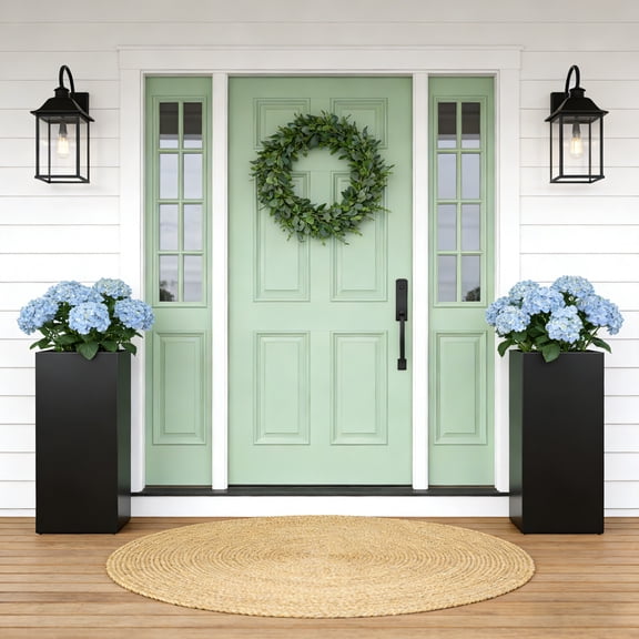 AwayHome 30"H x 14"L x 14"W Tall Outdoor Metal Planter Box,All Weather Heavy Duty Planters with Removable Insert Shelf(2Pcs)