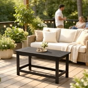 AwayHome Modern Outdoor All-Weather High Impact Polystyrene Coffee Table with Installation Package and Instruction Manual, Black