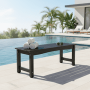 AwayHome 44Weatherproof HIPS Outdoor Bench for 2-Person,Never Rot or Fade, Park Bench with Wood Grains,Black