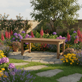 thumbnail image 1 of AwayHome 44"Weatherproof HIPS Outdoor Bench for 2-Person, Never Rot or Fade, Park Bench with Wood Grains,Brown, 1 of 7