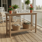 AwayHome 48" HIPS Outdoor Console Table for All-Weather,2-Shelf Side Table for Patio,Brown