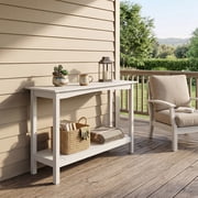 AwayHome 48" HIPS Outdoor Console Table for All-Weather,2-Shelf Side Table for Patio,White
